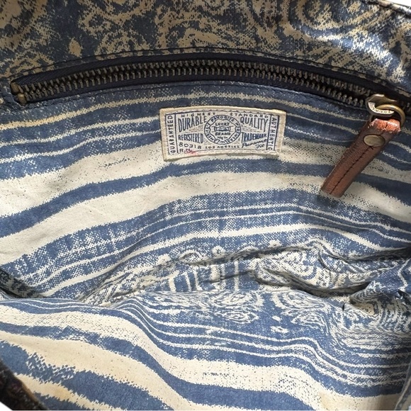 Vintage Lucky Brand Y2K Denim Purse Leather Patch Adjustable Strap - Picture 7 of 11